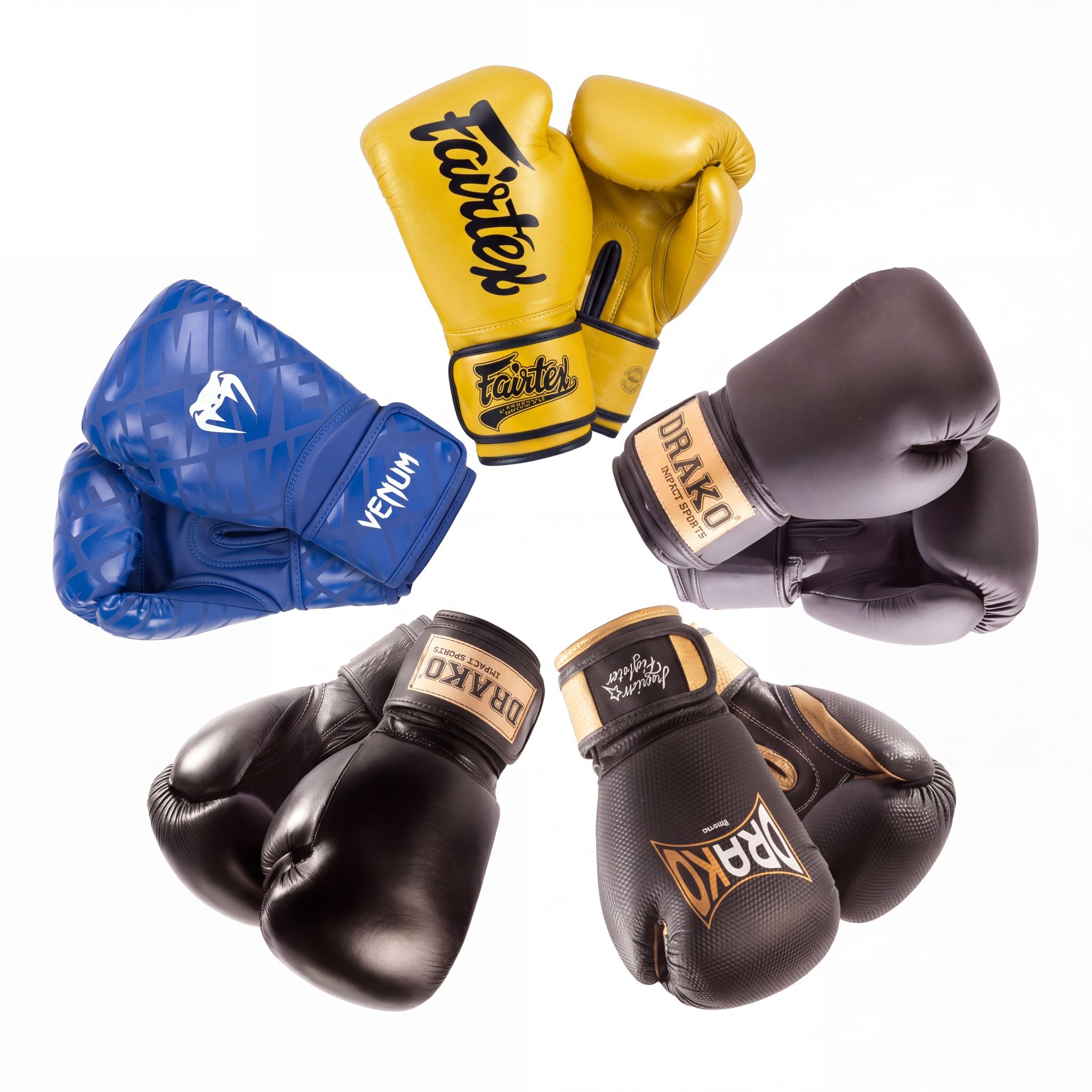 boxing gloves in different sizes displayed side by side for comparison