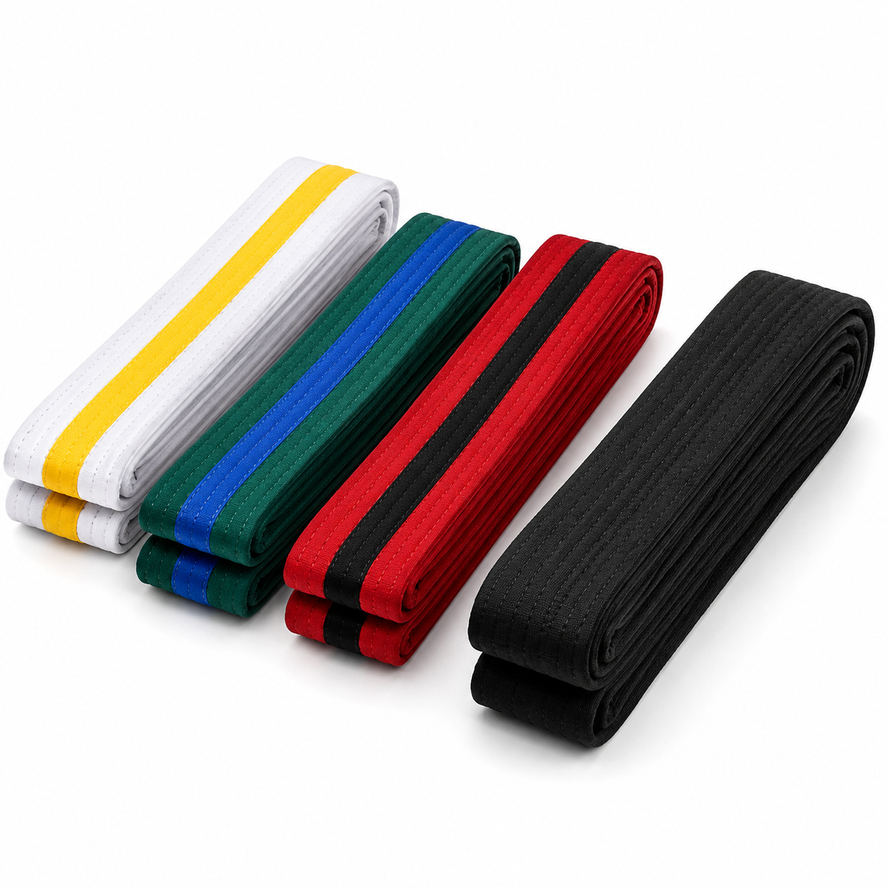 Drako taekwondo striped belts and Daedo black belt products from Bushido martial arts supply Canada