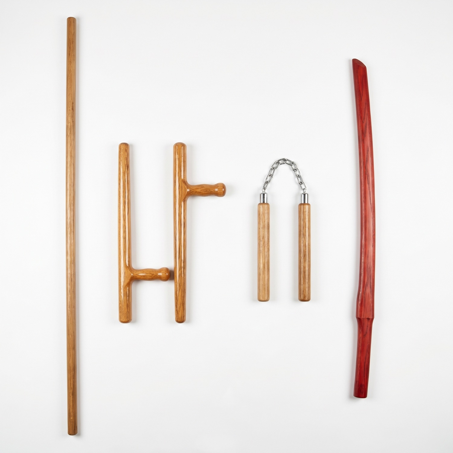 martial arts training weapons including bo staff tonfa nunchaku and bokken